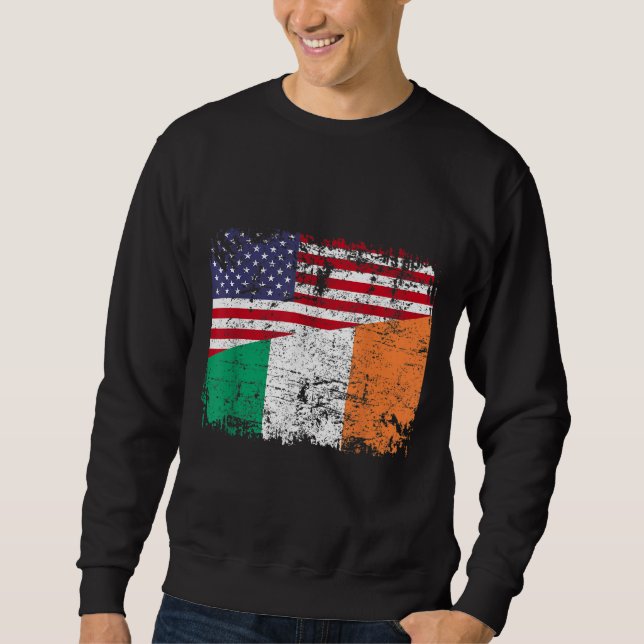 Sudadera RAÍCES IRLANDESES Bandera semiamericana IRLANDA (Anverso)
