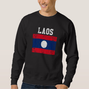 Sudadera Raíces laosianas de la bandera laosiana retro vint