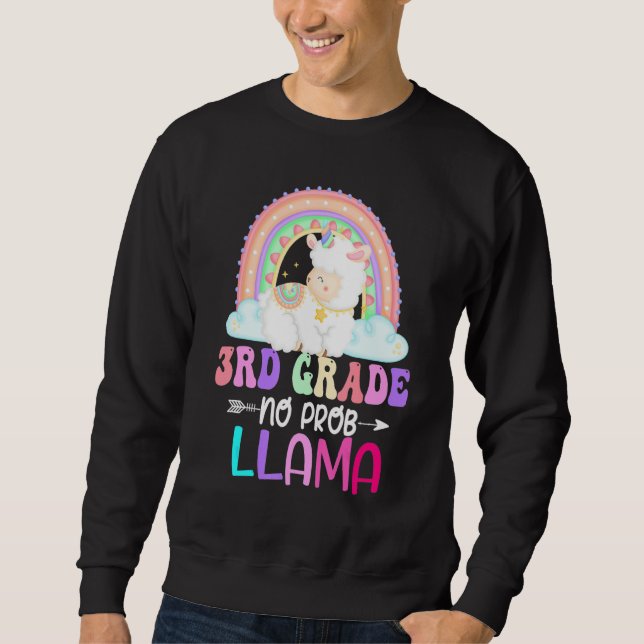 Sudadera Rainbow 3rd Grade No Prob Llama 100th Day of Schoo (Anverso)