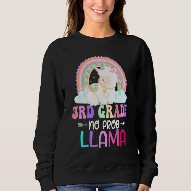 Sudadera Rainbow 3rd Grade No Prob Llama 100th Day of Schoo (Anverso)
