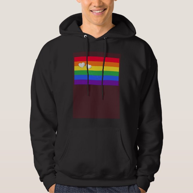 Sudadera Rainbow Flag Pocket Little Hearts LGBT Gay transge (Anverso)