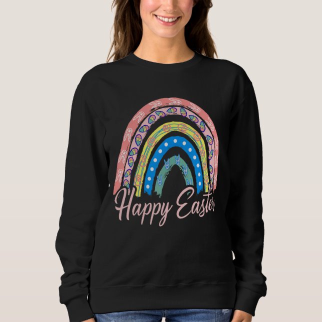 Sudadera Rainbow Happy Easter Cute Easter Bunny Eggtin Hunt (Anverso)