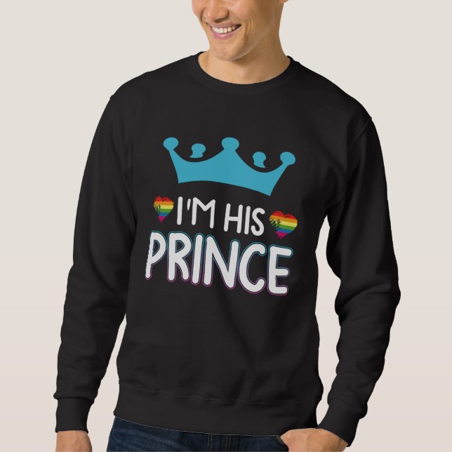 Sudadera Rainbow Heart I m His Prince Gay Couple Valentine  (Anverso)