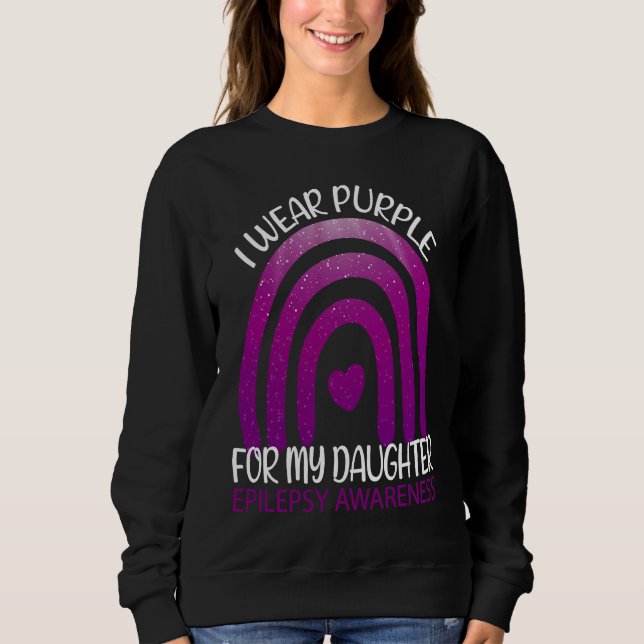 Sudadera Rainbow Heart Mom Dad Purple Daughter Epilepsy Awa (Anverso)