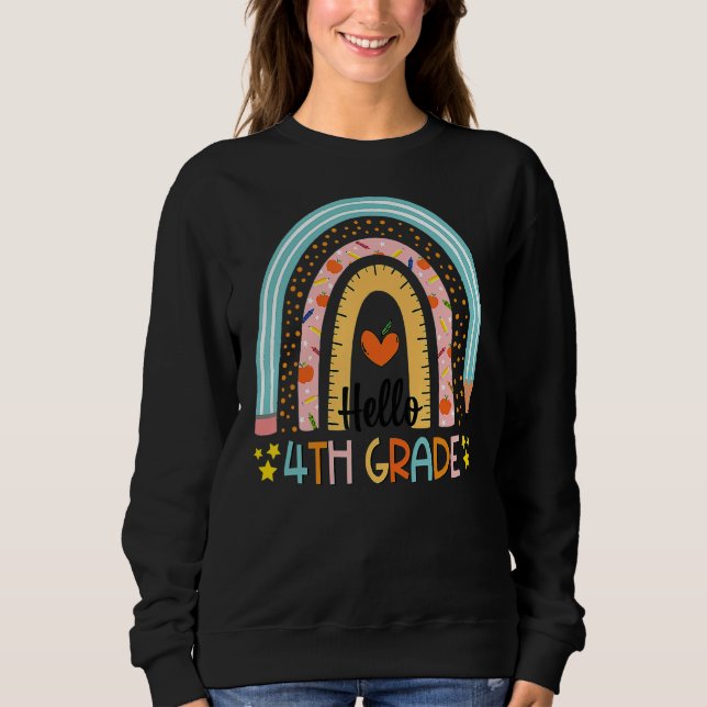 Sudadera Rainbow Hello 4º curso Maestra Primer Día O (Anverso)