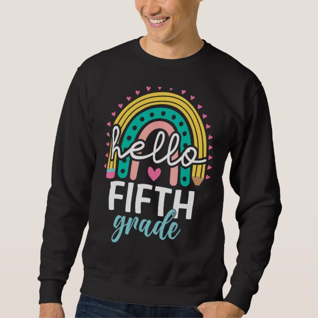 Sudadera Rainbow Hello De quinto grado de vuelta a la Maest (Anverso)