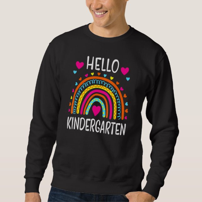 Sudadera Rainbow Hello Kindergarten de vuelta al profesor e (Anverso)