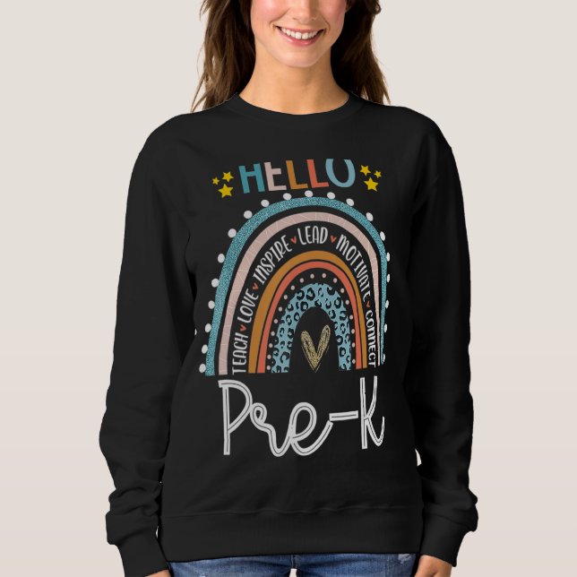 Sudadera Rainbow Hello Pre K Teacher First Day (Anverso)