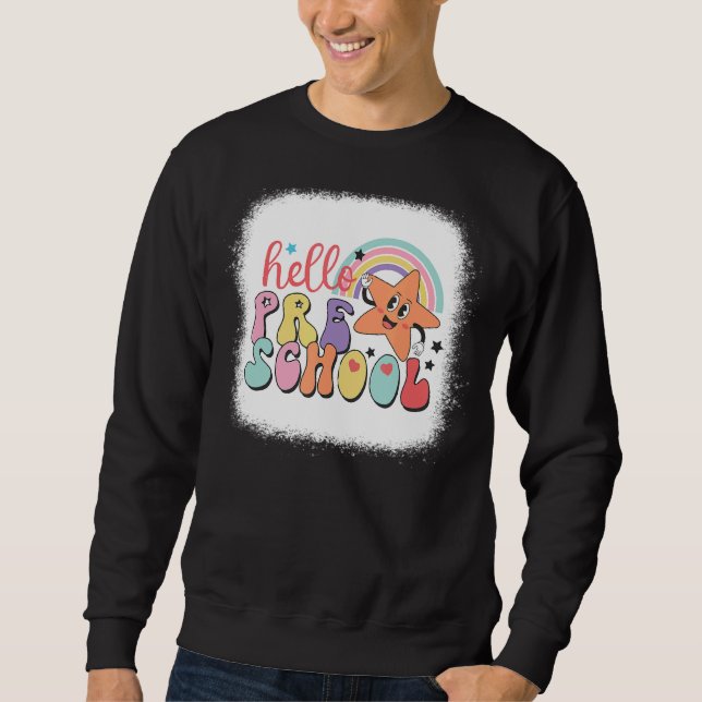 Sudadera Rainbow Hello Profesor de Preescolar First Day (Anverso)