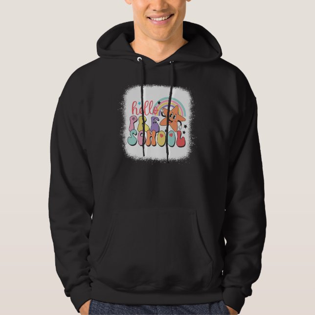 Sudadera Rainbow Hello Profesor de Preescolar First Day (Anverso)