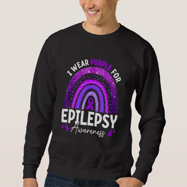 Sudadera Rainbow I Wear Purple Ribbon For Epilepsy Awarenes (Anverso)