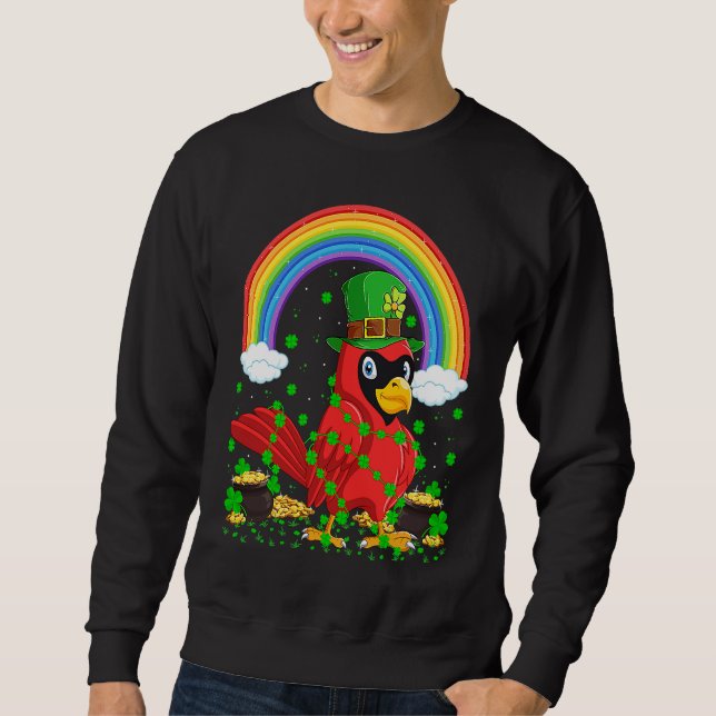 Sudadera Rainbow Irish Shamrock Cardinal Bird St Patrick's  (Anverso)