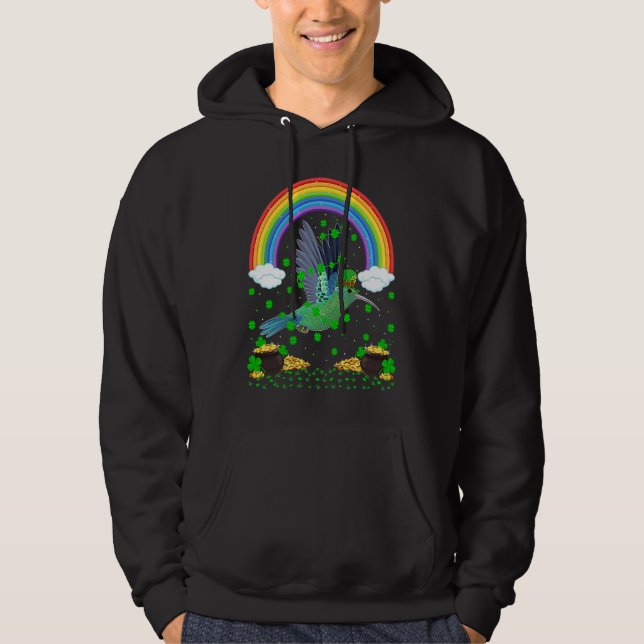 Sudadera Rainbow Irish Shamrock Hummingbird St Patrick's Da (Anverso)