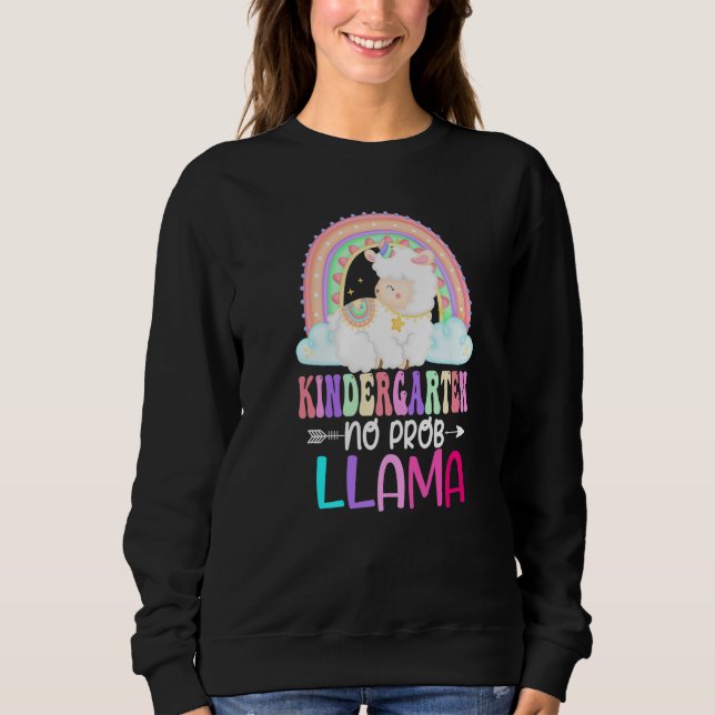 Sudadera Rainbow Kindergarten No Prob Llama 100th Day of Sc (Anverso)