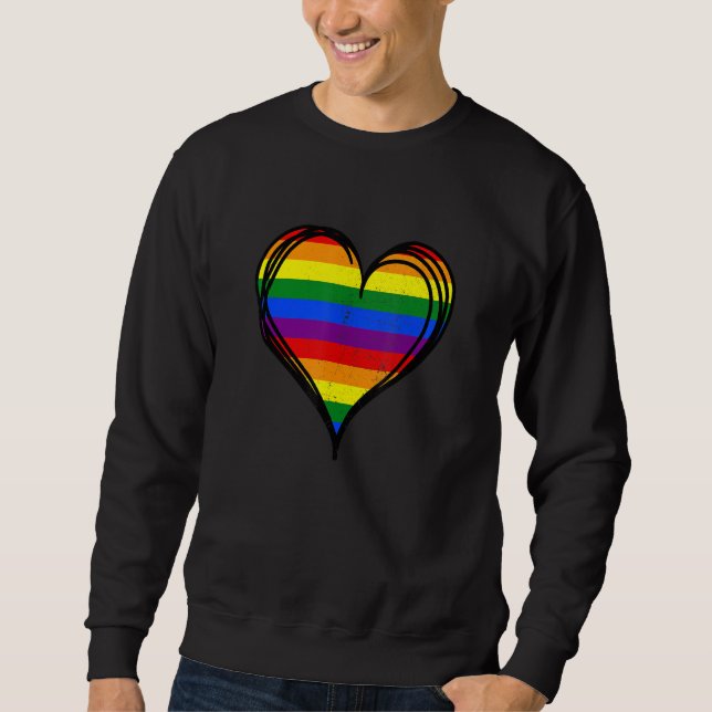 Sudadera Rainbow LGBTQ Heart Pride Awareness Month Gay Lesb (Anverso)
