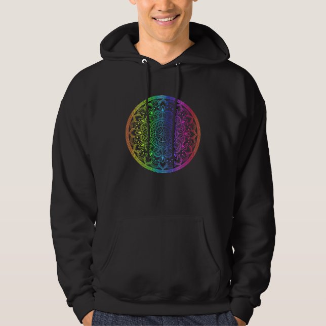 Sudadera Rainbow Mandala Rosette Flower Round Yoga Vibe Zen (Anverso)