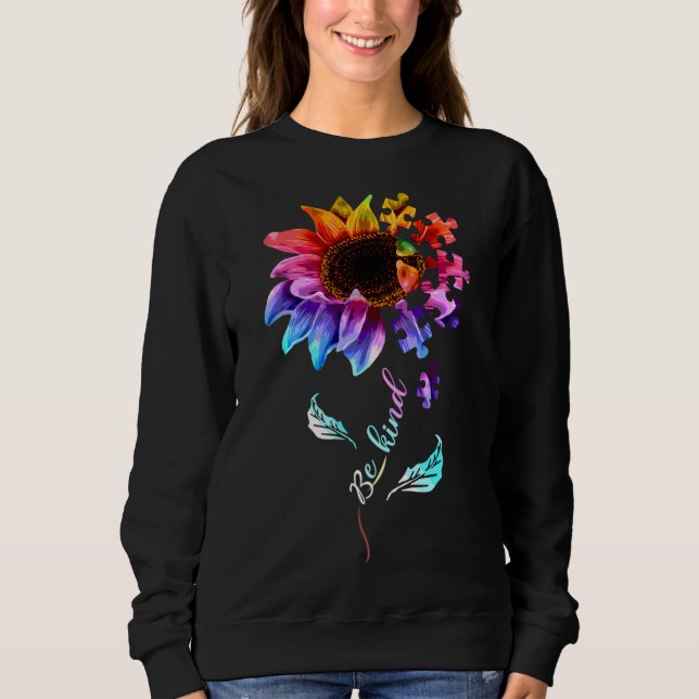 Sudadera Rainbow Sunflower Be Kind Women Girls Autism Aware (Anverso)