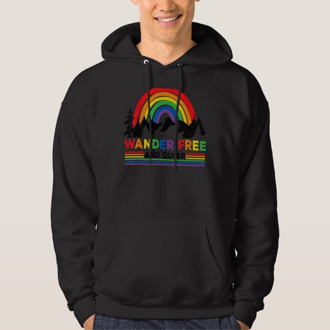 Sudadera Rainbow Wander Libre Y Queer Feliz Camper Lgbt Ca (Anverso)