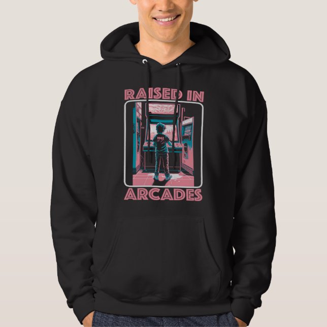 Sudadera Raised in Arcades Retro Eighties Gamer Video Gamin (Anverso)
