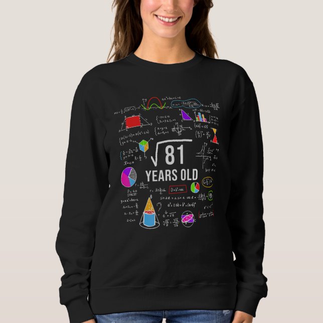 Sudadera Raíz cuadrada de 81 Noveno Cumpleaños Bd Matemátic (Anverso)
