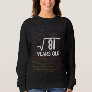 Sudadera Raíz cuadrada de 81 Noveno Cumpleaños Bda Matemáti