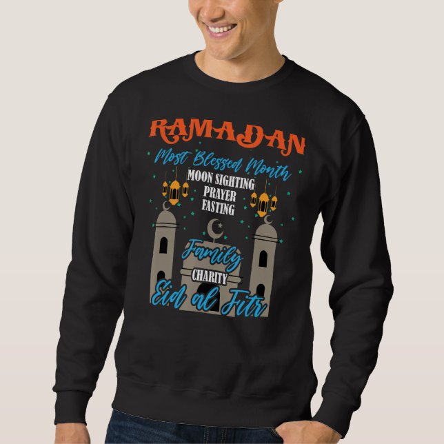 Sudadera Ramadán Bendecido Mes Ramadán Islámico Musulmán Ei (Anverso)