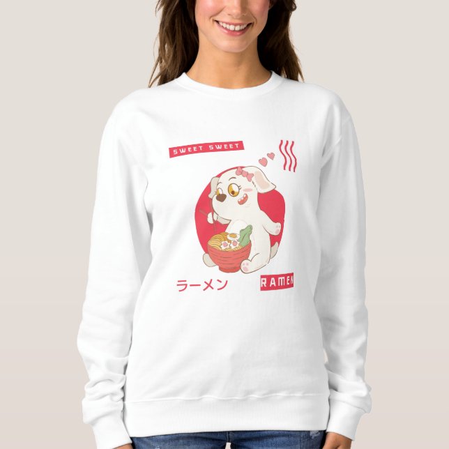 Sudadera Ramen Noodles Japoneses Dulce Perro come Ramen (Anverso)