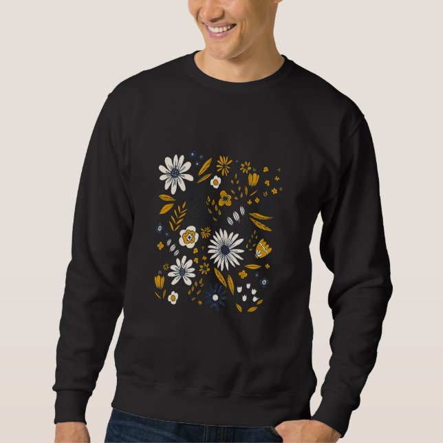 Sudadera Ramo botánico floral de flores silvestres retro vi (Anverso)