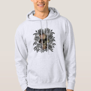 SUDADERA RAMO DE FLORES DE CALAVERA NEGRO Y BLANCO