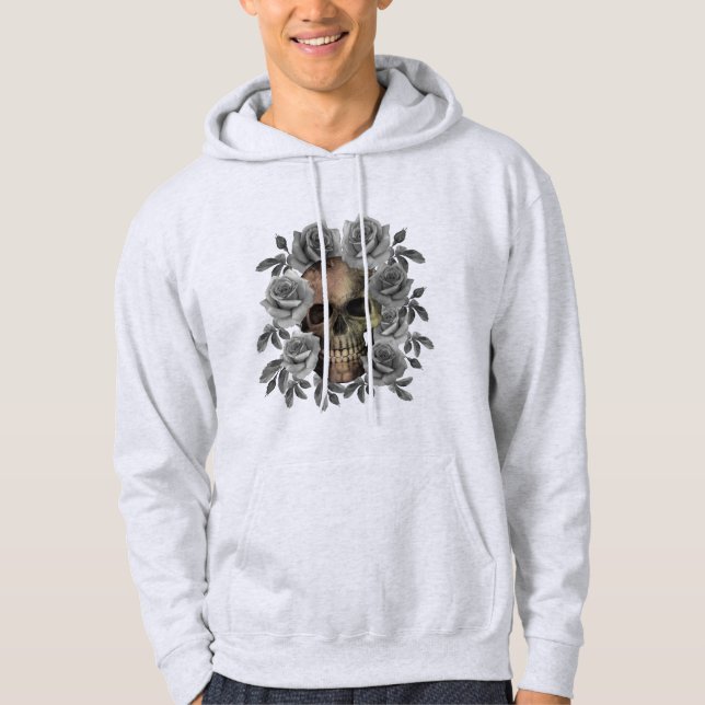 SUDADERA RAMO DE FLORES DE CALAVERA NEGRO Y BLANCO (Anverso)