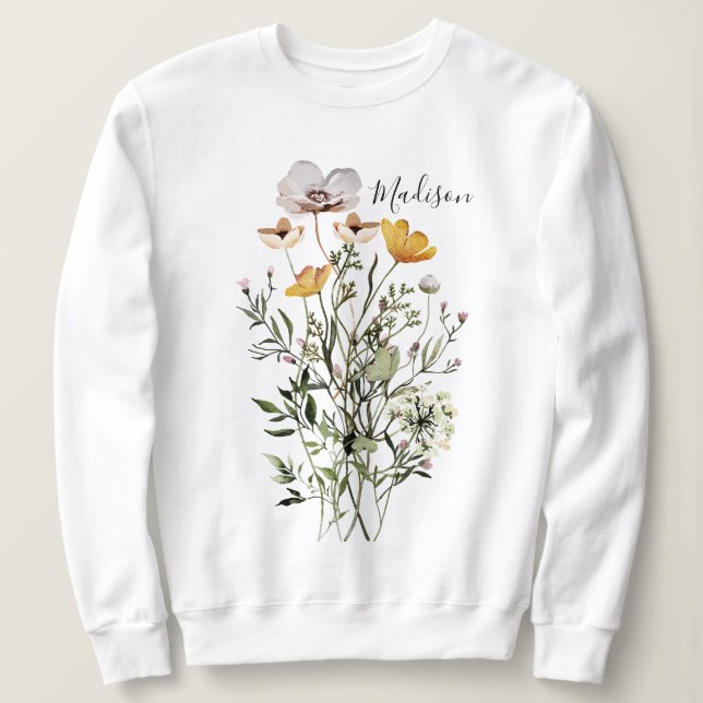 Sudadera Ramo de flores silvestres secas con monograma (Anverso del diseño)