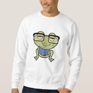 Sudadera Rana como estudiante con libro
