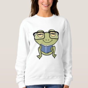 Sudadera Rana como estudiante con libro