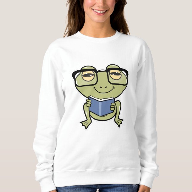 Sudadera Rana como estudiante con libro (Anverso)