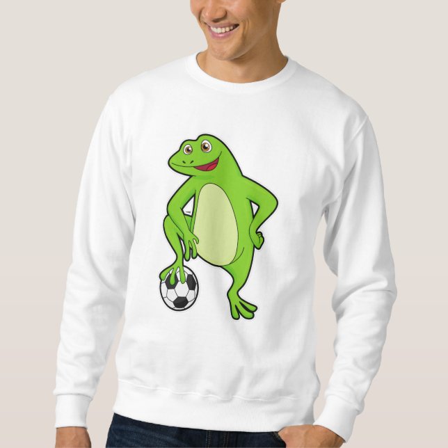 Sudadera Rana como jugador de fútbol con pelota de fútbol (Anverso)