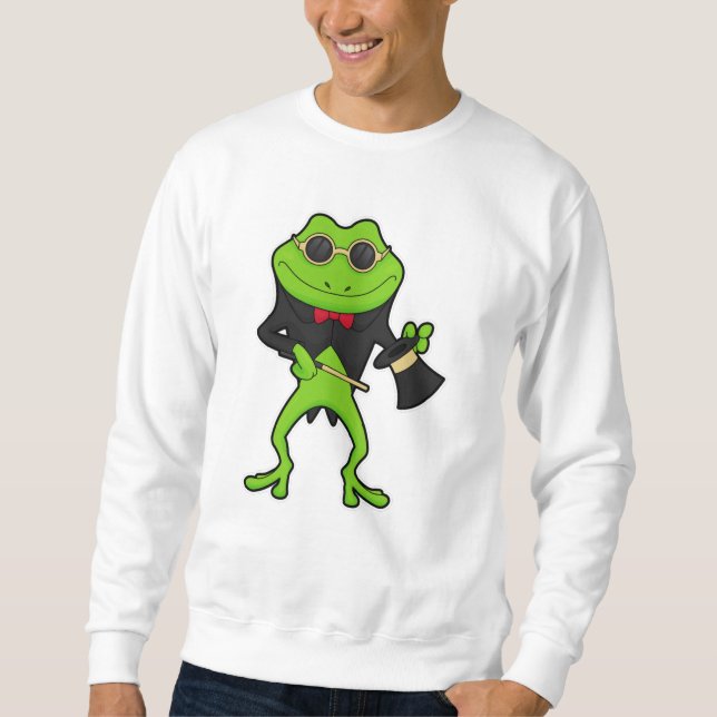 Sudadera Rana como mago con varita mágica y Gorra (Anverso)