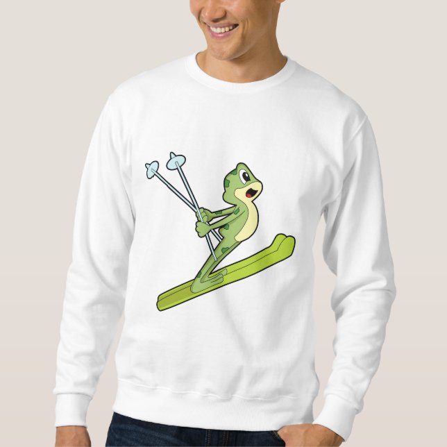 Sudadera Rana como saltador de esquí con Ski.PNG (Anverso)