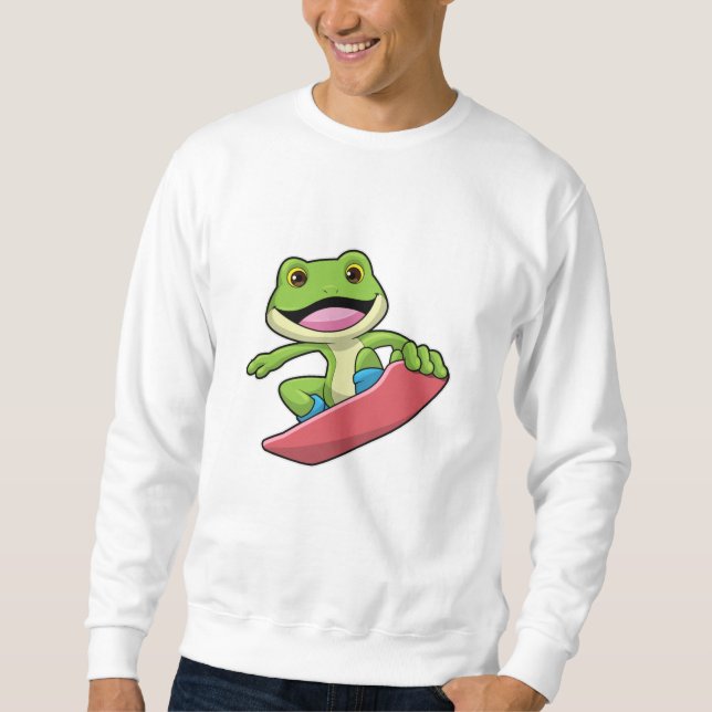 Sudadera Rana como snowboard con snowboard (Anverso)