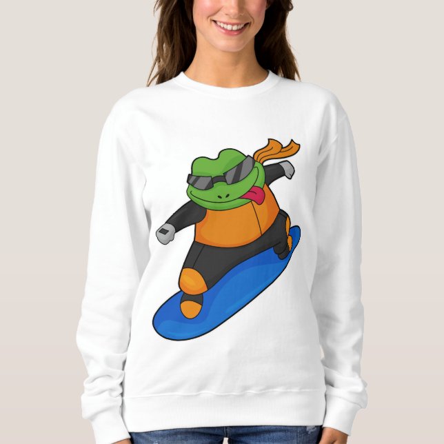 Sudadera Rana como snowobarder con Snowboard (Anverso)