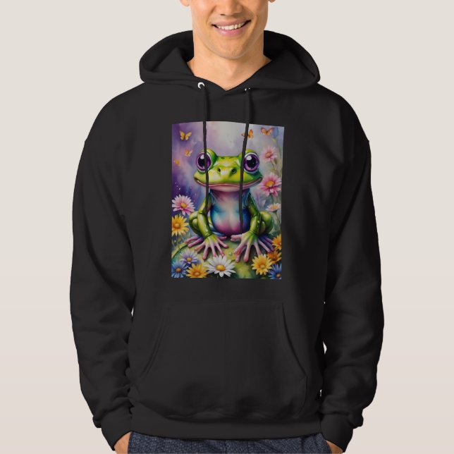 Sudadera Rana con arte digital de flores (Anverso)