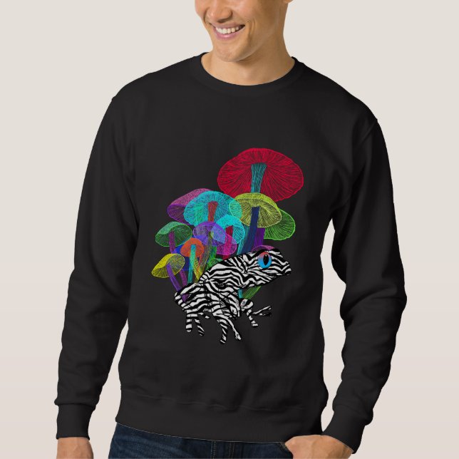 Sudadera Rana con hongos en estilo neon (Anverso)