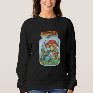 Sudadera Rana Cuta En Mason Jar Con Setas