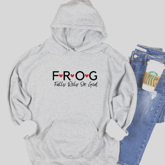 Sudadera Rana de texto confía plenamente en Dios Hoodie