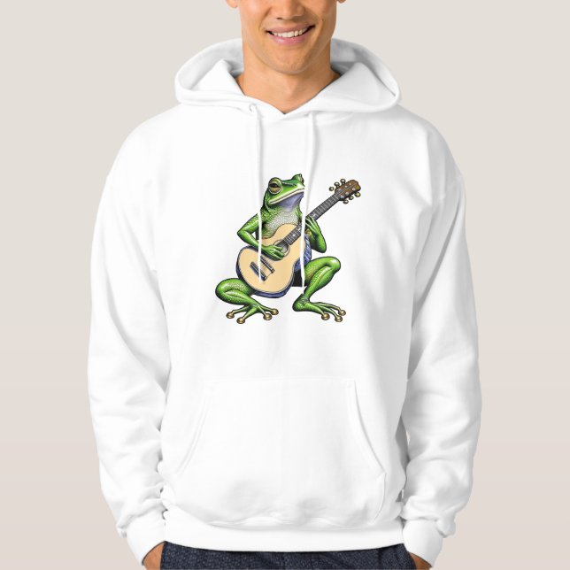 Sudadera Rana divertida tocando guitarra (Anverso)