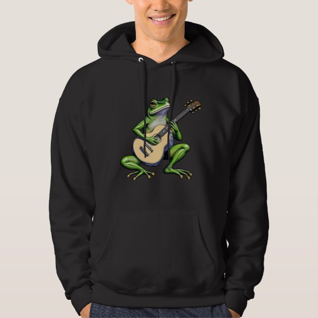 Sudadera Rana divertida tocando la guitarra (Anverso)