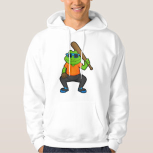 Sudadera Rana en béisbol con bate de béisbol y gafas de sol