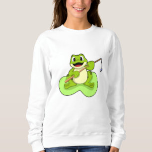 Sudadera Rana en la pesca con barra de pesca