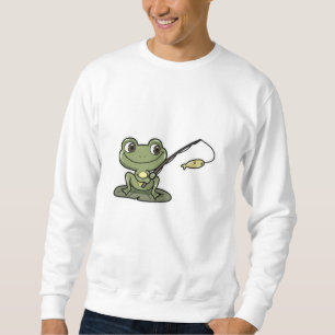 Sudadera Rana en la pesca con barra de pesca