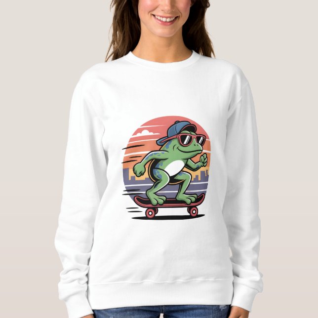 Sudadera Rana en monopatín (Anverso)