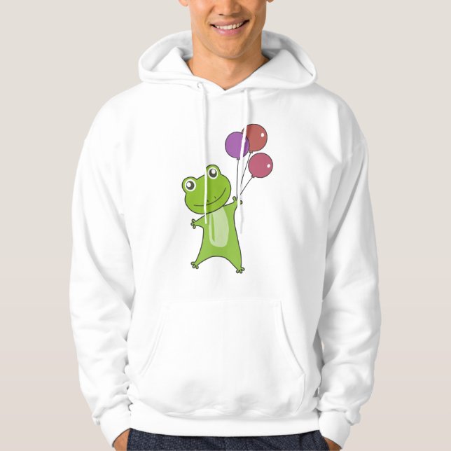 Sudadera Rana Globos verdes niños divertidos animales (Anverso)